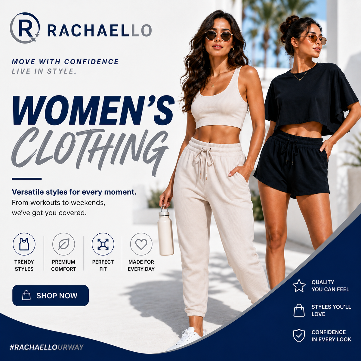 Stylish women showcasing trendy Women's Clothing for versatile styles in various settings.