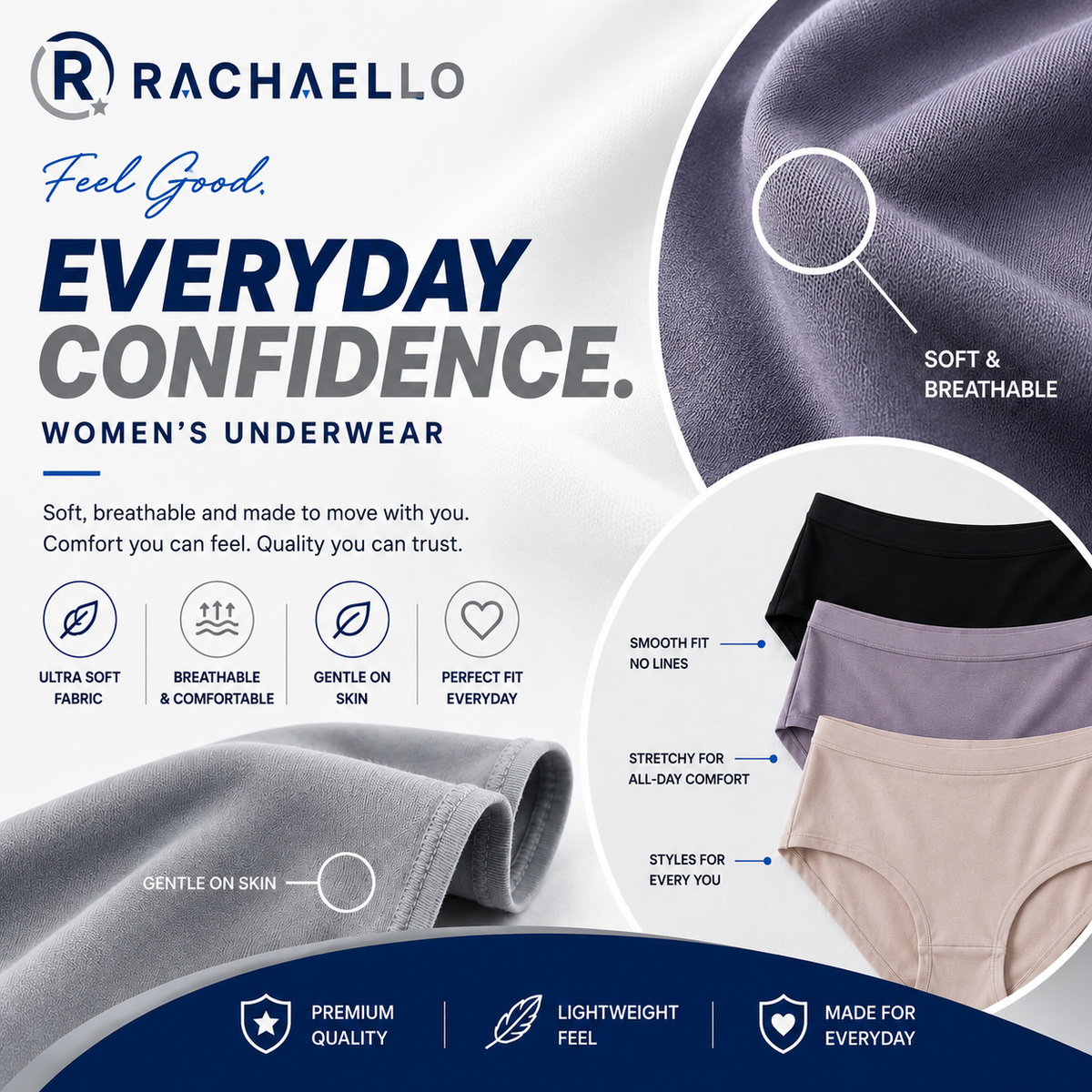 Women's Underwear collection featuring soft, breathable fabrics for everyday comfort and confidence.